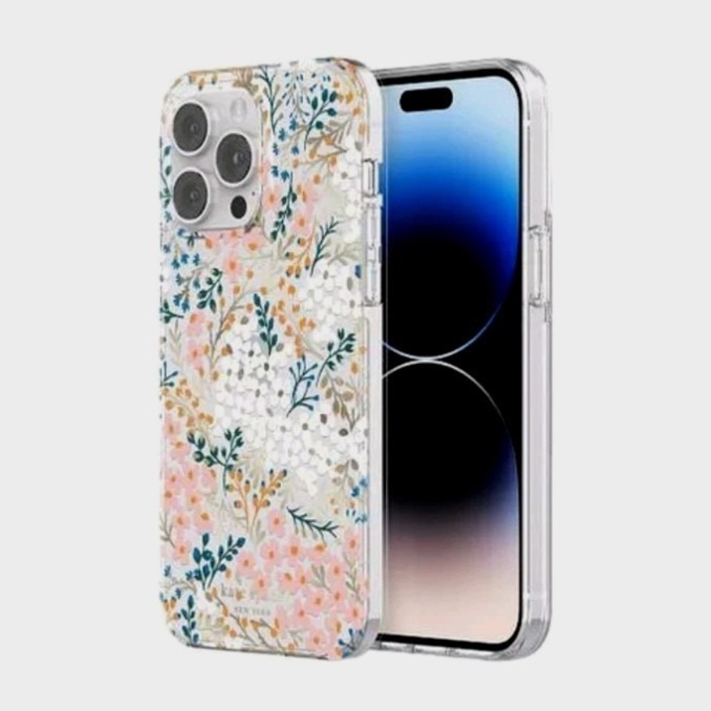 kate spade New York Case for iPhone 14 Pro Max w MagSafe Clear Floral Gold Pink